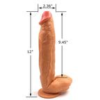 12 Inch Realistic Dildo, Body-Safe Material Lifelike Huge Penis With Strong Suction Cup For Hands-Free Play, Flexible Cock Adult Sex Toys For Women (Flesh)