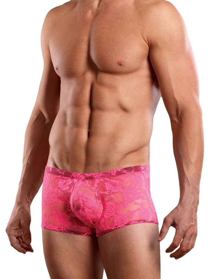 Male Power MP145194  Hot Pink Sheer Lace Sexy Wonder Boxer BriefsSmall