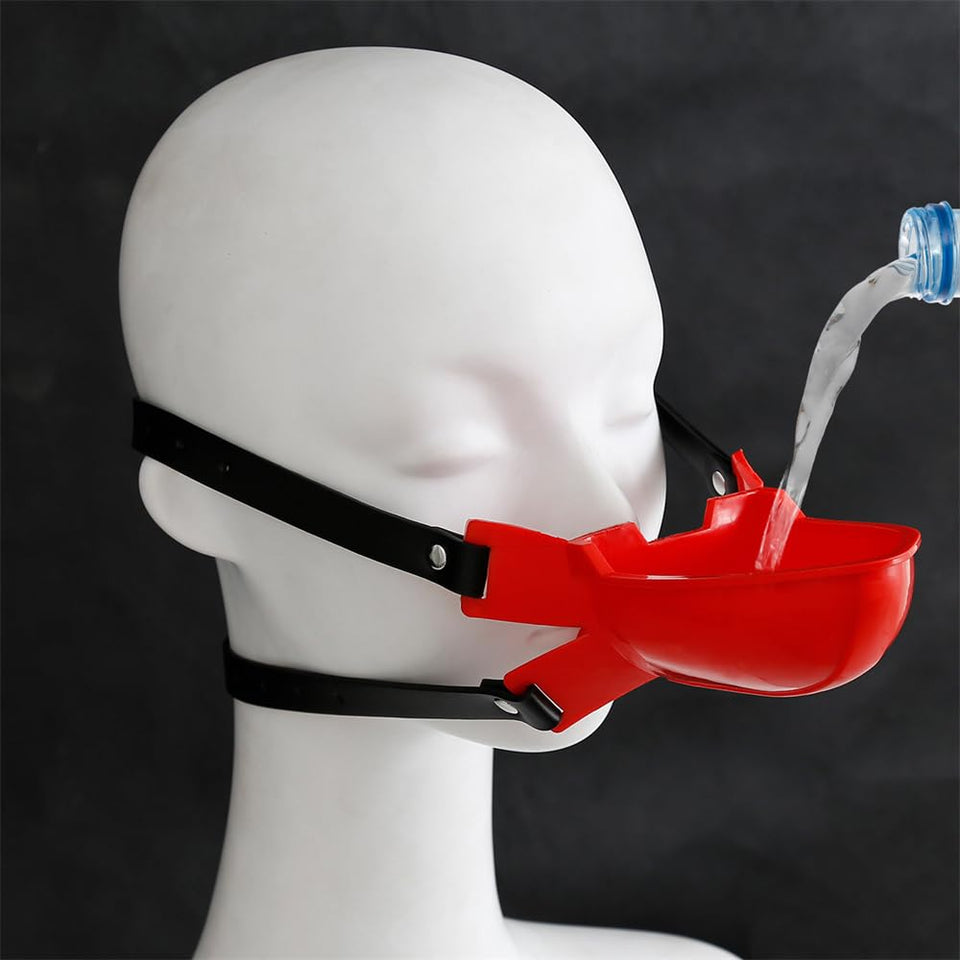 BDSM Mouth Gag Piss Urinal Funnel, SM Sex Games Extreme Funnel Hood Water Sports Toilet for Women Men Couples, Mouth Ball Gag Or