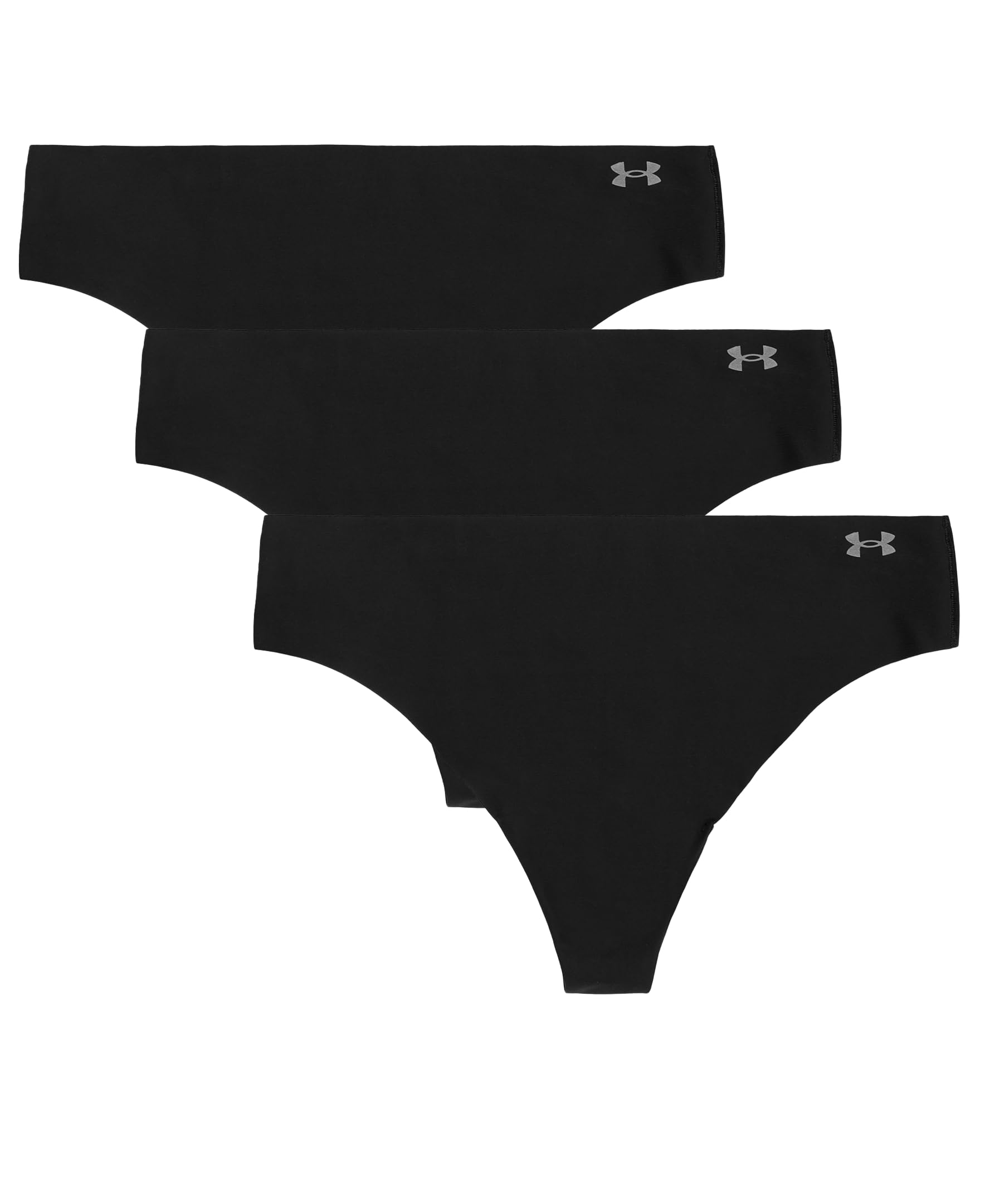 Under Armour UA Pure Stretch No Show Thong - Solid 3Pk, Black - Core, XL