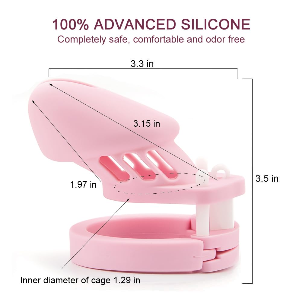 Rzy Silicone Cock Cage Chastity Cage Chastity Device For Male Penis Exercise (Pink)