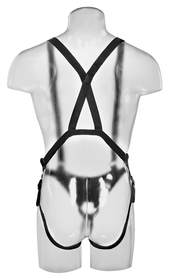 King Cock 12 In Hollow Strap On Suspender System Light/ Black