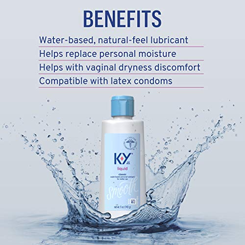 K-Y Liquid Personal Lubricant 4.5 Oz Premium Natural Feeling Water-Based Lube For Men Women & Couples (Pack Of 2)