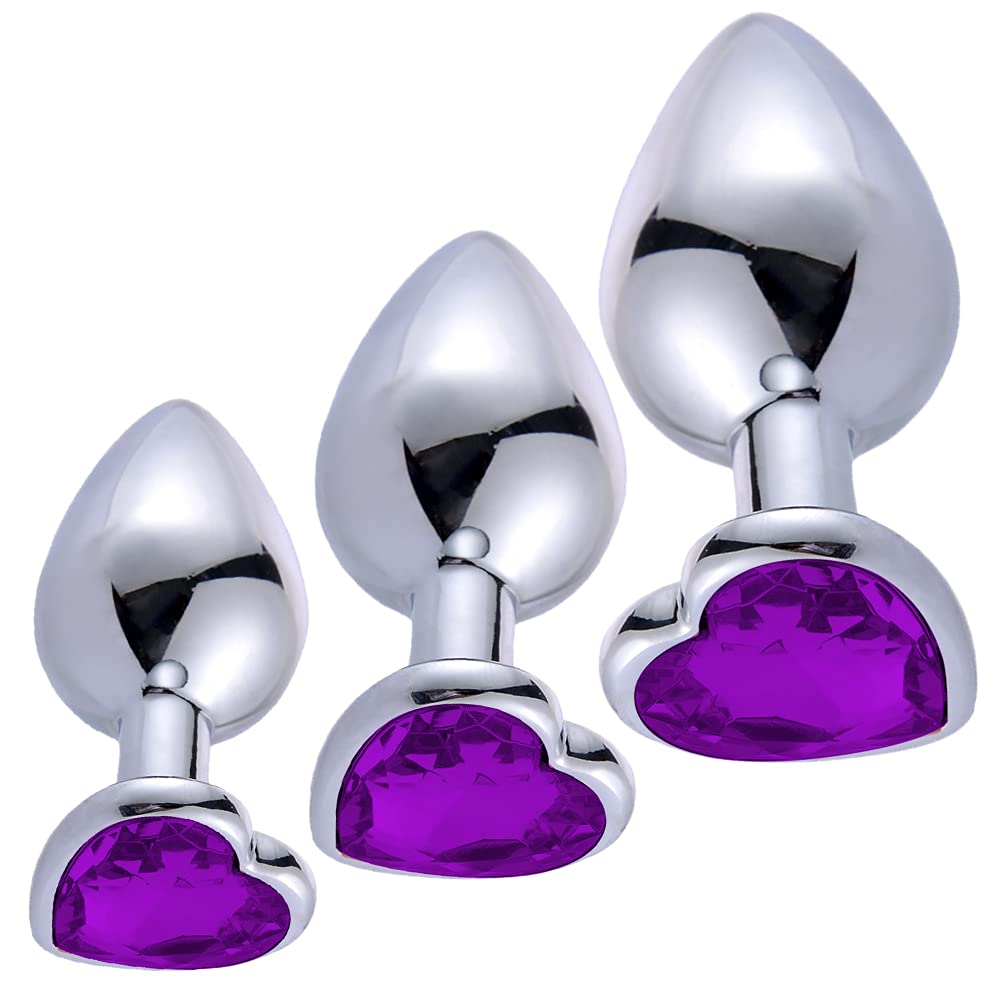 Anal Butt Plug Trainer Kit 3 PCS Metal Butt Plugs Heart Shaped Jewelry Anal Sex Trainer Sex Toys Unisex Valentine 's/Birthday Gi