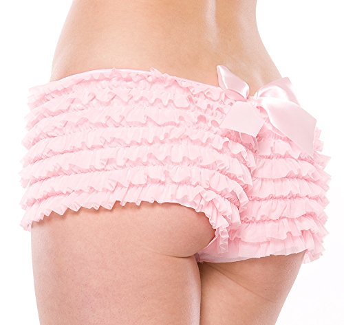 Coquette Womens Ruffled Rhumba Booty Short, Pink, One Size