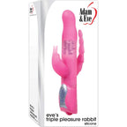 Adam & Eve Eve?? Triple Pleasure Rabbit Vibrator, Pink | 10??Long, 5??Insertable X 1??Wide | Waterproof Silicone G Spot Vibrator, Clitoral Stimulator And Butt Plug In One | Multiple Vibration Modes