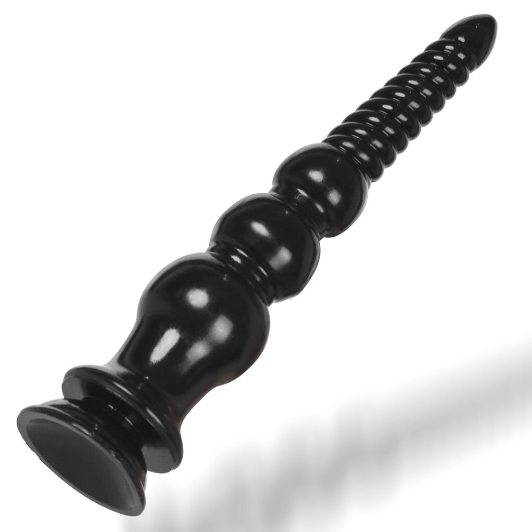MEBAULT 12.4 inch Anal Beads Trainer with Suction Cup Black Butt Plug Cone Anal Stretcher Prostate Massager Dilator Sex Toy for