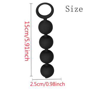 Silicone Anal Butt Beads Chain Plug,Four Ball Anal Chain Link with Safe O Pull Ring Anal Adult Sex Toy Anal Beads Chain Anal Dil