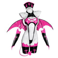 KORURACLUB Succubus costume premium pu cosplay lingerie for women wing devil lingerie (Pink, X-Large)