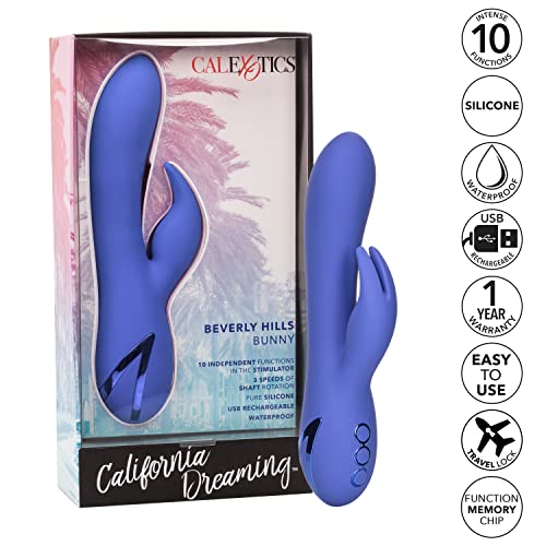 Calexotics California Dreaming Beverly Hills Bunny - Silicone Rabbit Vibrator - Waterproof Clitoral Sex Toys For Couples - 10 Vi