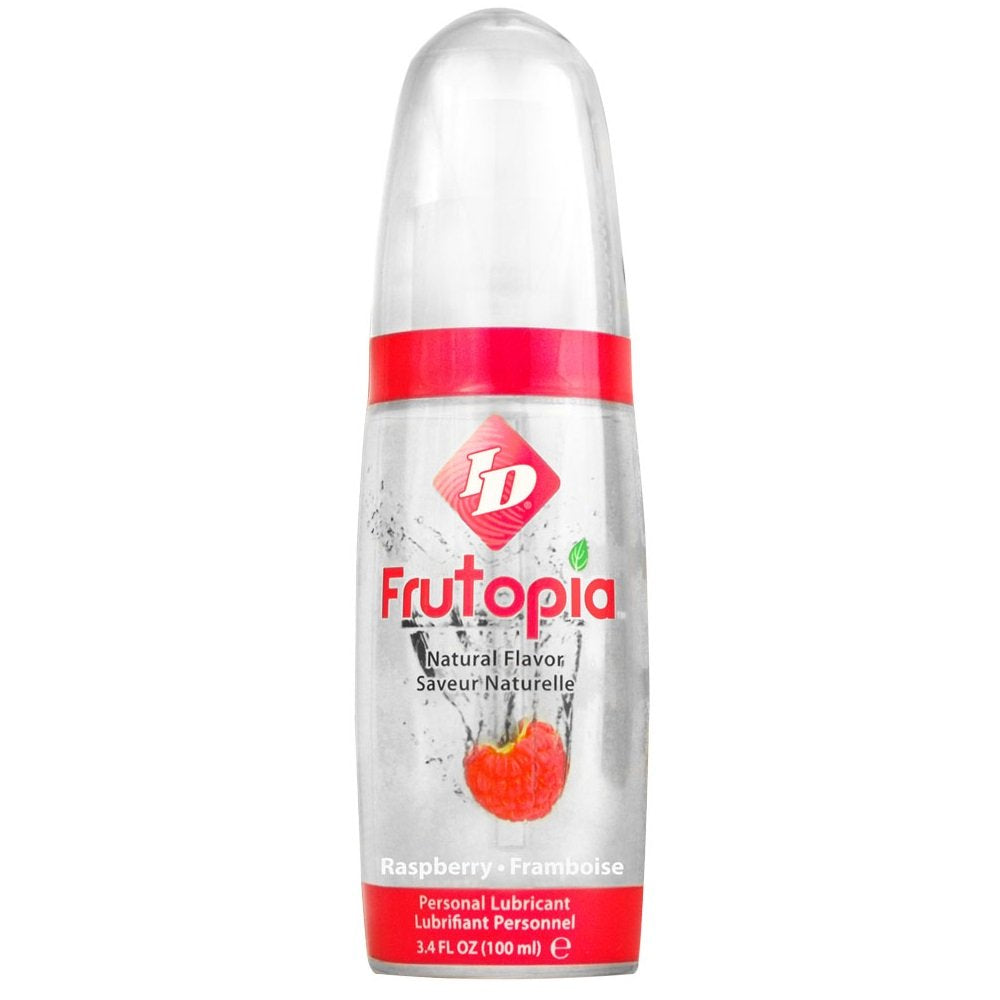 ID Lubricants Frutopia Personal Lubricant - Raspberry Flavored, Water Based Lube, 3.4 Fl Oz Bottle, Silver