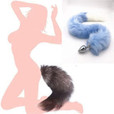 Ooiixx Butt Plug Fox Tail Cosplay Anal Plug Anal Butt Plug Adult Sex Toys for Beginner Women Men Couple (31 '' Blue)