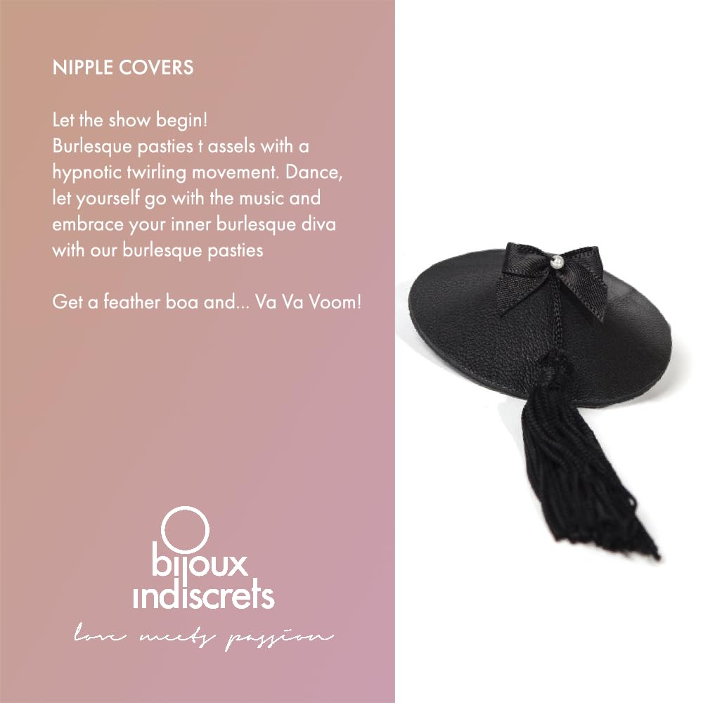 Bijoux Indiscrets Black Classic Burlesque Pasties  Nipple Covers For Women Reusable With Tassles Breast  Nipple Pasties Sexy