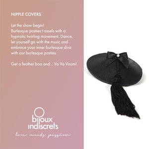 Bijoux Indiscrets Black Classic Burlesque Pasties  Nipple Covers For Women Reusable With Tassles Breast  Nipple Pasties Sexy