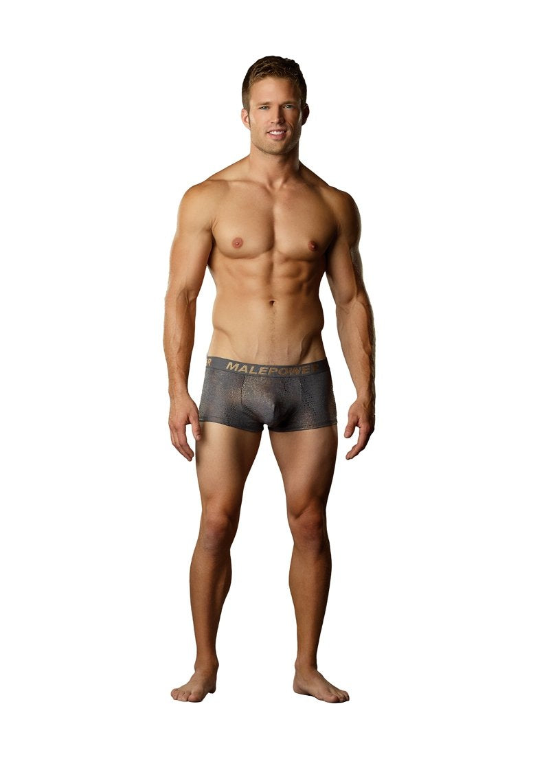 Male Power Croc Foil Mini Pouch Short Large  GreyGold