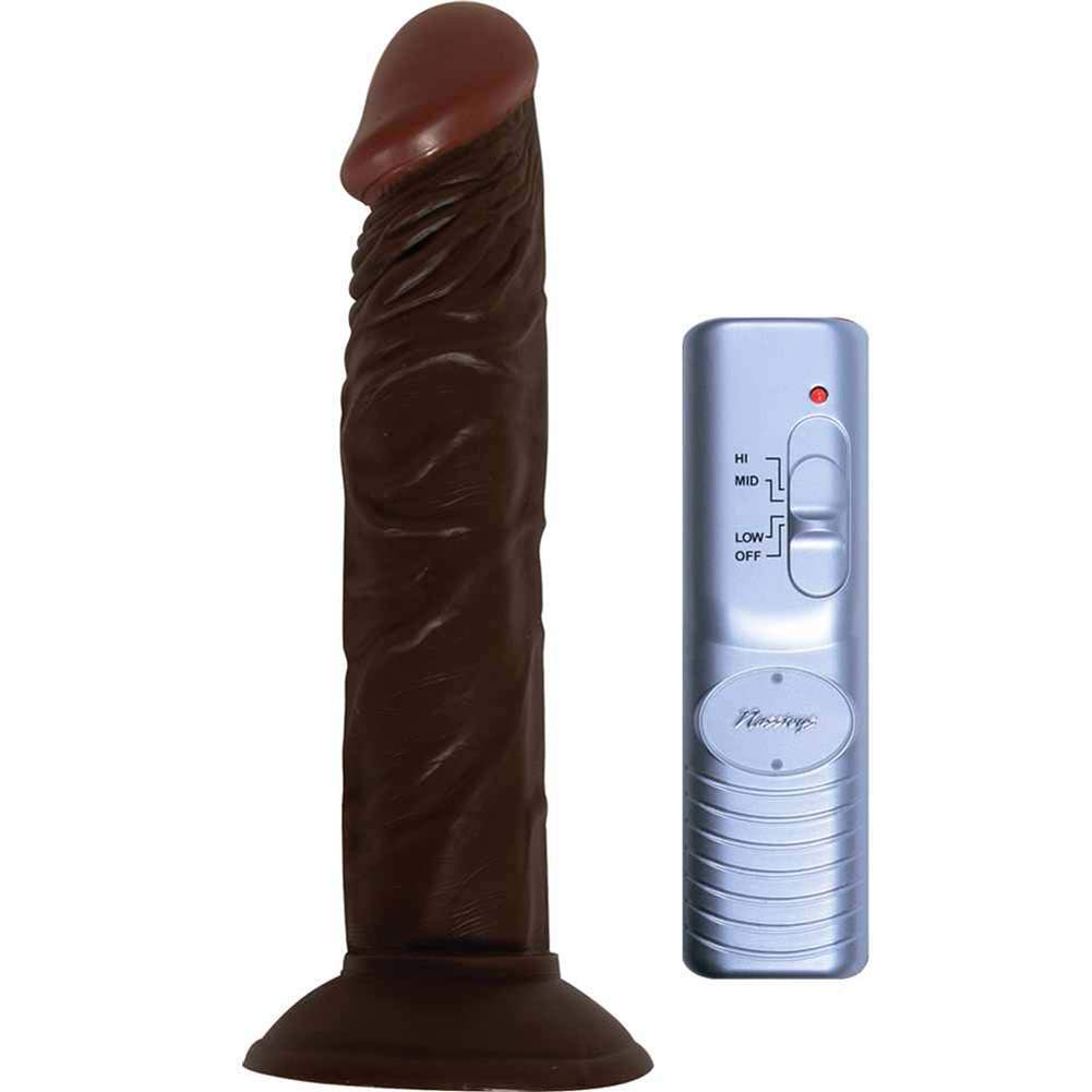 All American Real Skin Afro American Whoppers Vibrating Dong, Brown, 8 Inch