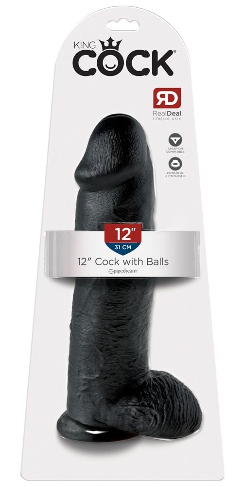 King Cock 12 Inch Cock With Balls - Black