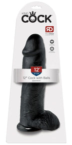 King Cock 12 Inch Cock With Balls - Black