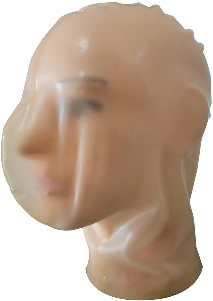 MFMYEE Transparent Latex Mask Rubber SM Fetish Full Bondage Mask Erotic Cosplay hood