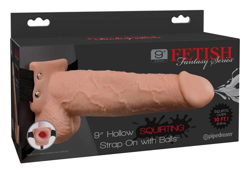 Pipedream Products Fetish Fantasy Series 9 Hollow Squirting Strap-on with Balls, Flesh