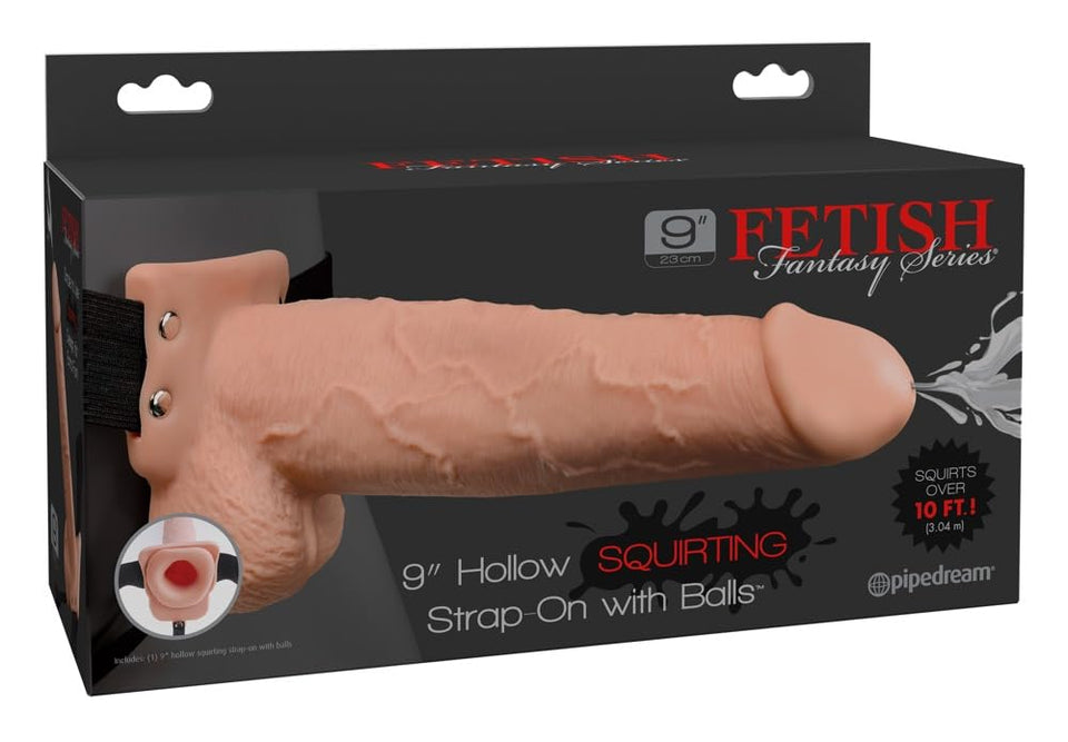 Ff 9In Hollow Squirt Strap-On Balls Fl