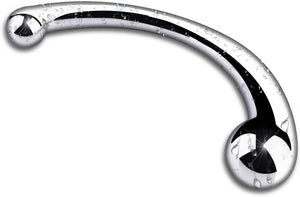 MEYILA Double-Ended Dildo, Massage Wand Sex Anal Plug G Spot Metal Anal Bead, Solid Metal Curved Dual Ended Masturbation Adult S