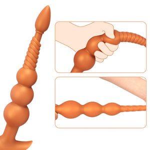 Anal Beads with Removable Foxtail Extra Long Fox Tail Anal Butt Plug Sex Toy Liquid Silicone Anal Plugs Anal Stimulator for Men