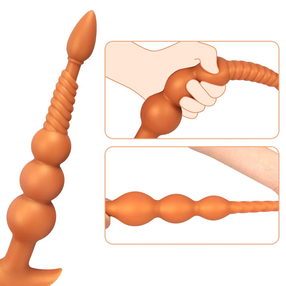 Anal Beads with Removable Foxtail Extra Long Fox Tail Anal Butt Plug Sex Toy Liquid Silicone Anal Plugs Anal Stimulator for Men
