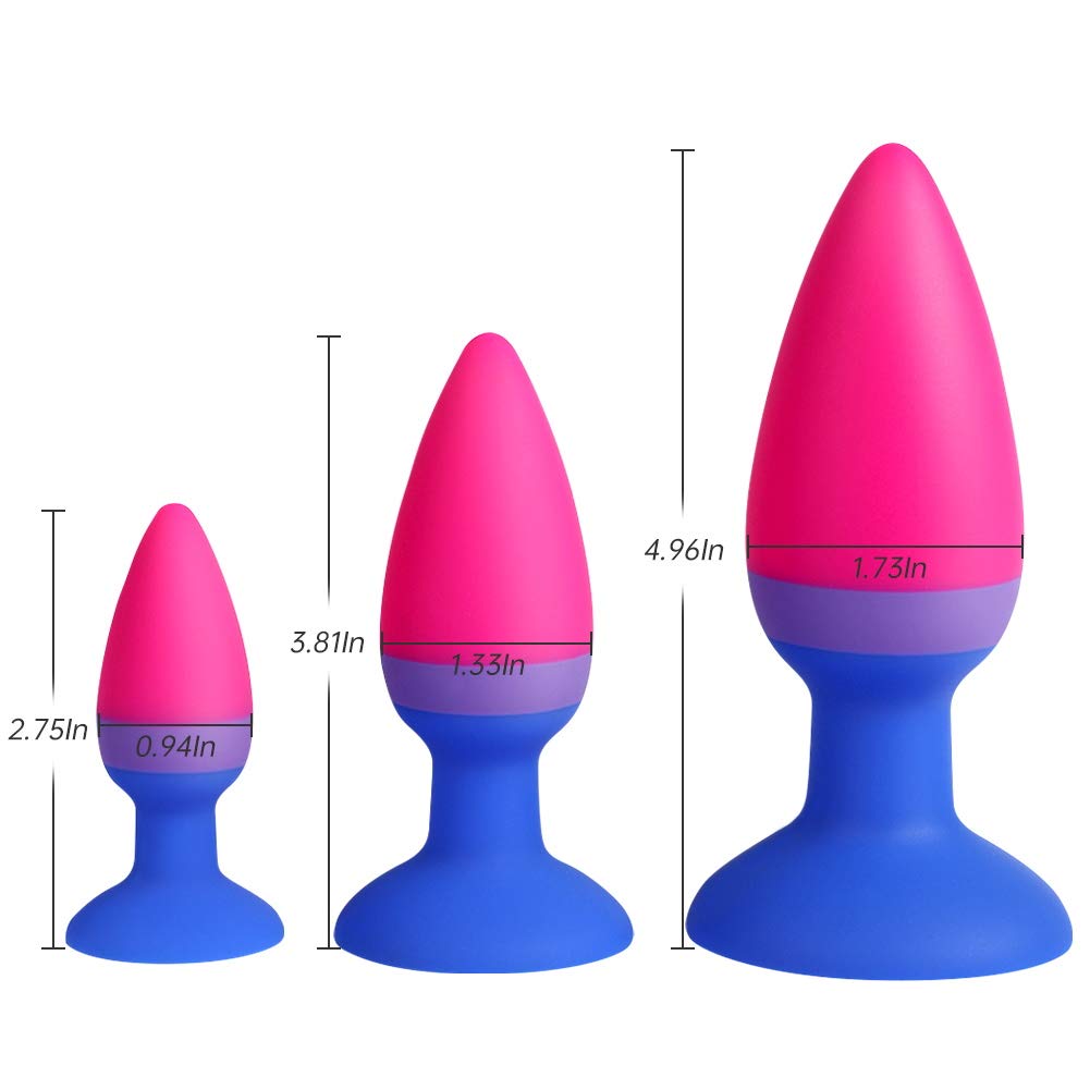 Butt Plug Trainer Kit Pack of 3 Silicone Anal Plugs Training Set with Strong Suction Cup Anal Sex Toy for Beginner Men Women