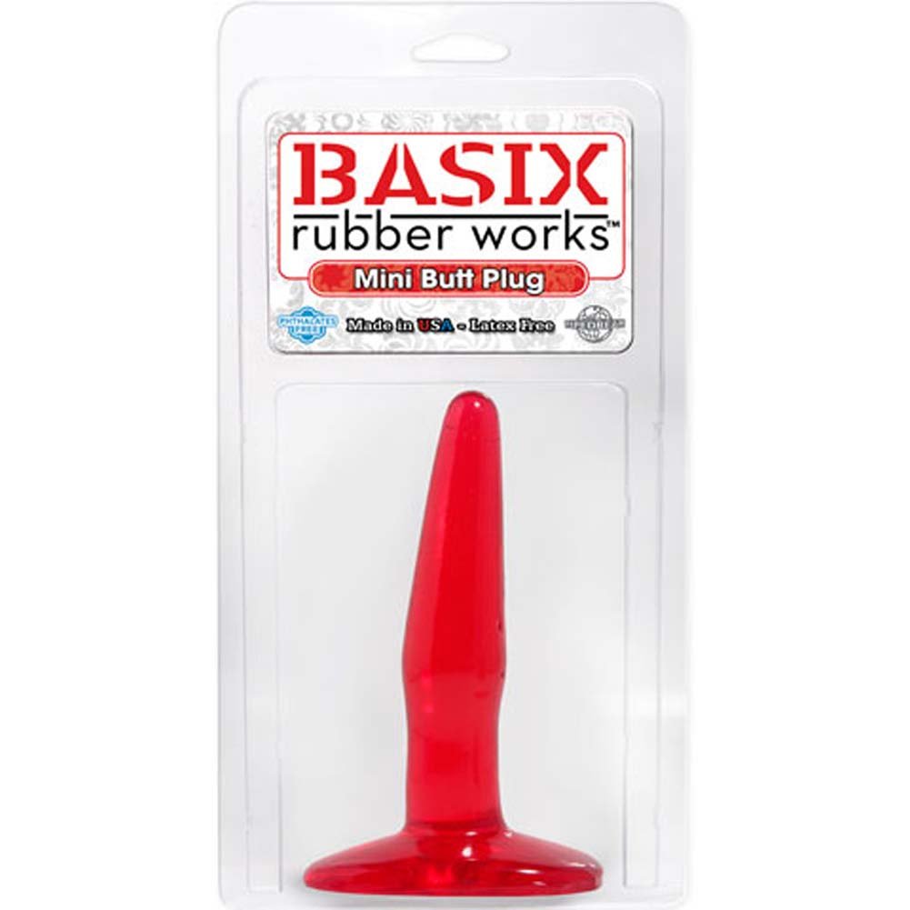 Basix Rubber Works Butt Plug, Red, Mini
