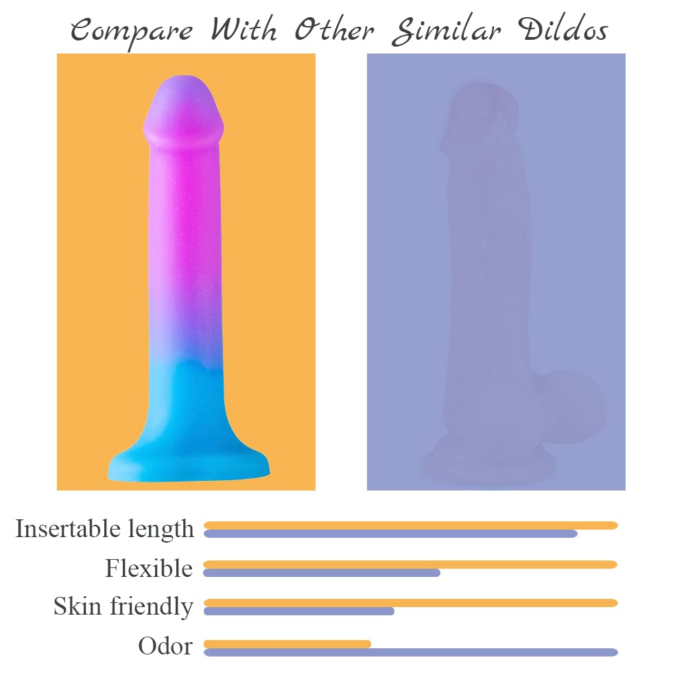 8'' Liquid Silicone Realistic Dildo,Gradient Color Penis for Vaginal and Anal Sex,Adult Sex Toy G-spot Prostate Orgasm,Lifelike