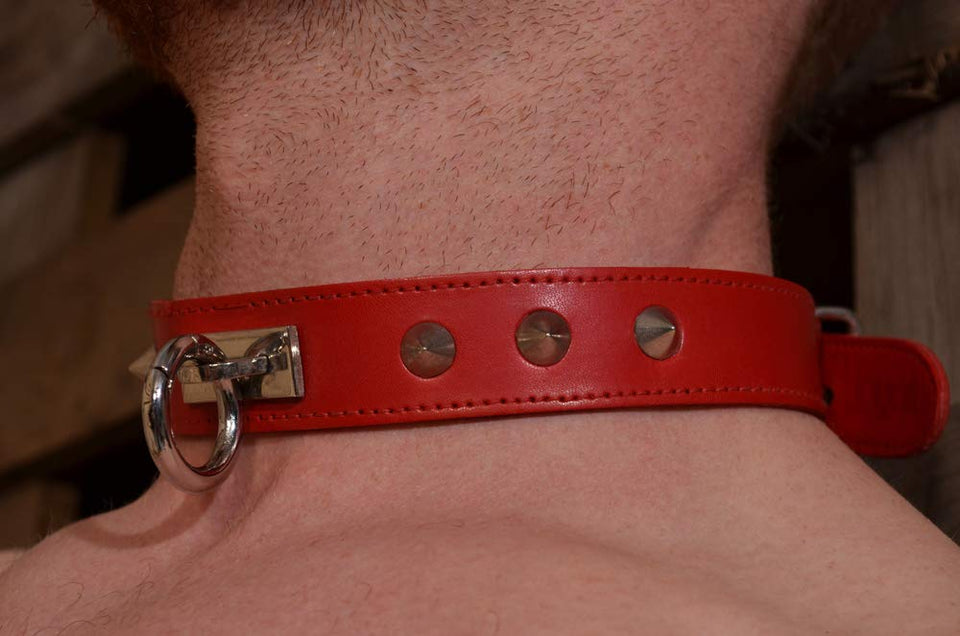 Rouge O Ring Studded Collar Red