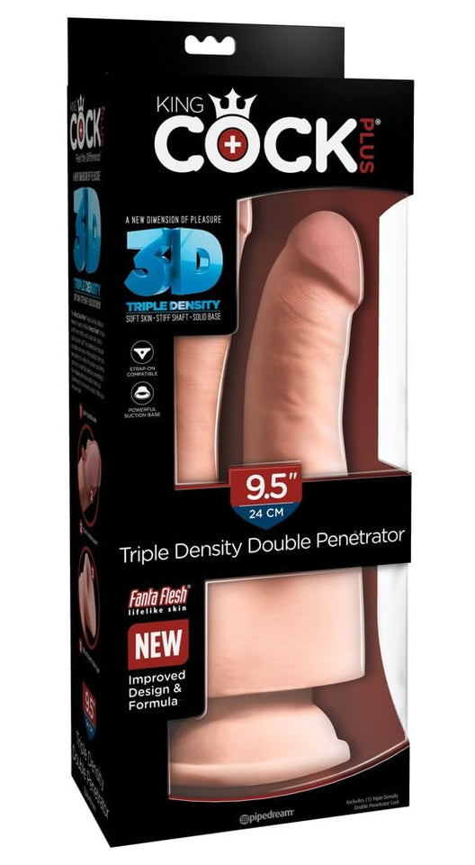 King Cock Plus 9.5In Triple Den Doub Pen