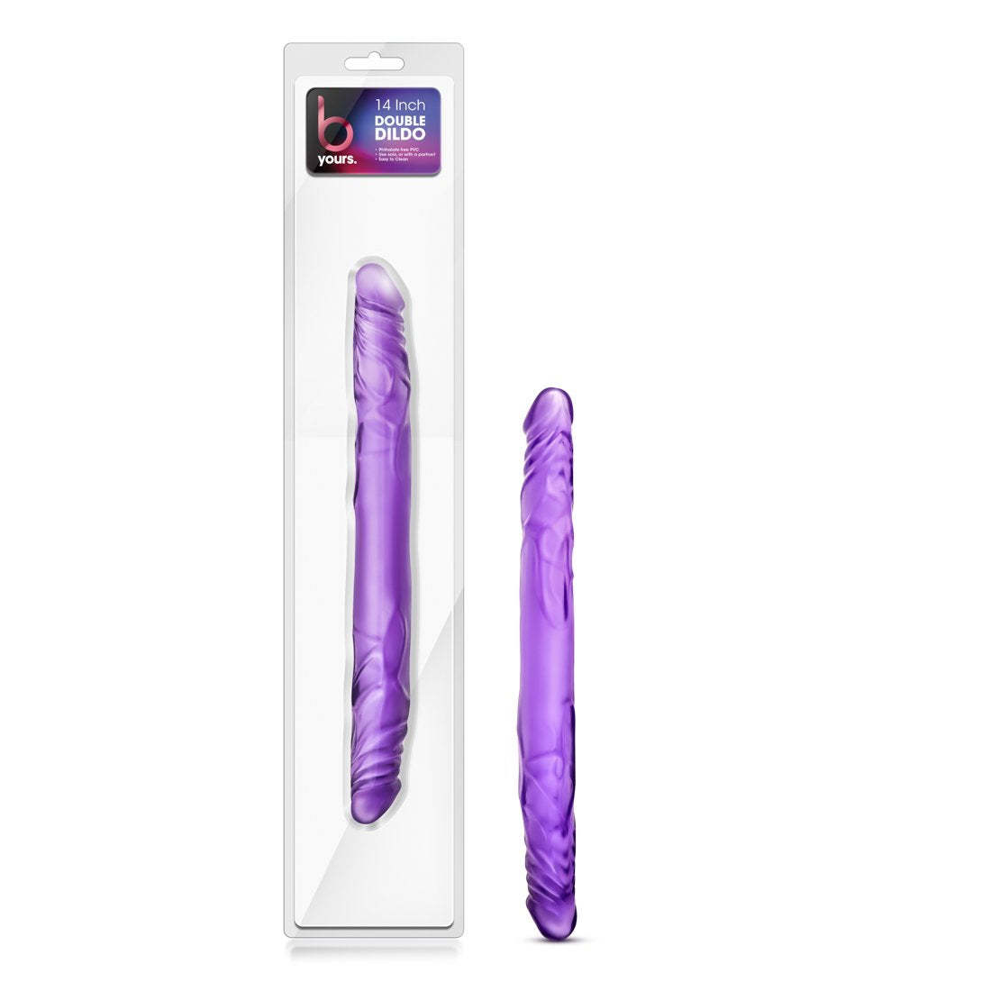 Blush Novelties - 14 inch Double Ended Realistic Dildo Lesbian Couple Double Penetration DP Sex Toys for Women - Purple