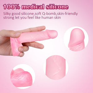 4 Inch Realistic Small Dildo,Beginner Anal Plug,Soft Anal Dildo with Curved Shaft and Balls,Adult Sex Toy Women Men Couples.Expe