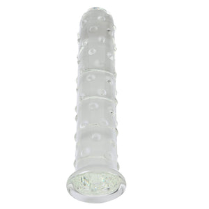 Epichao Large Dotted Glass Dildo Crystal Penis Big G-spot Stimulator Female Masturbation Sex Pleasure Wand (Medium)