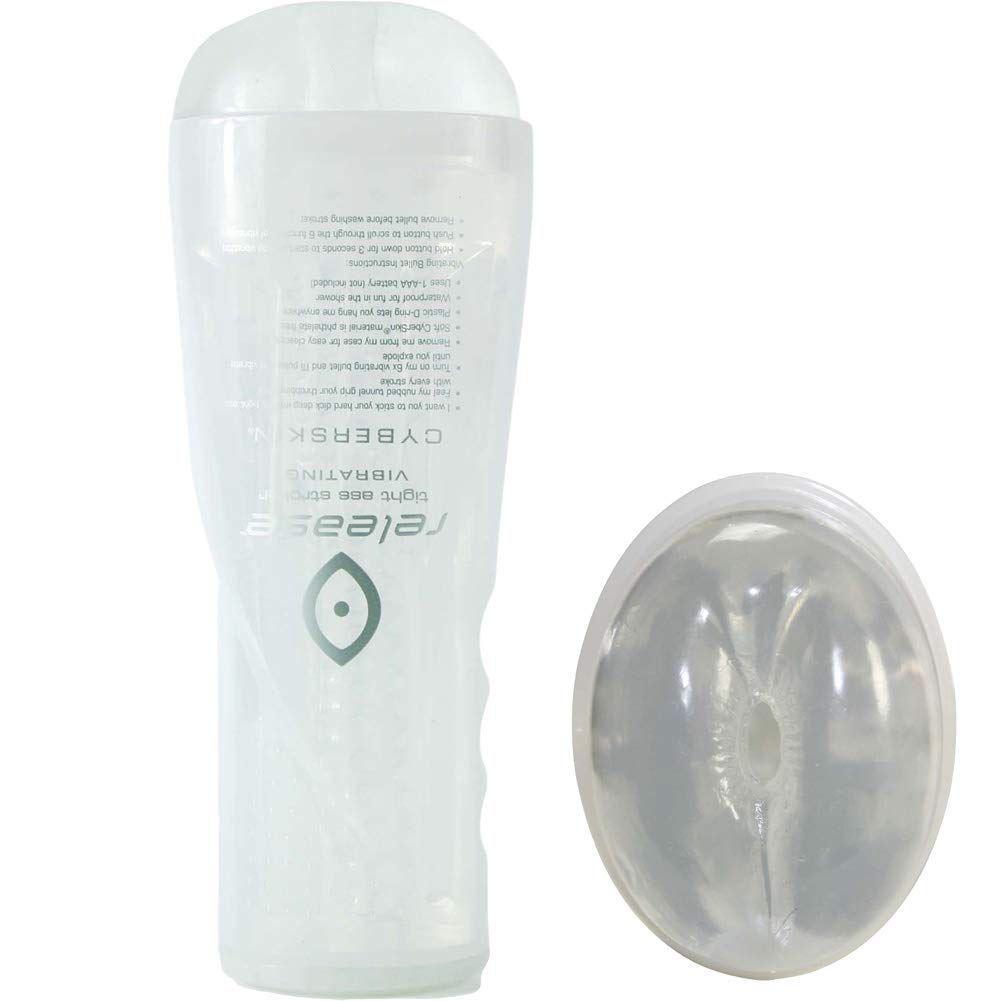 Topco Cyberskin Release Tight Ass Stroker, Clear Vibrating