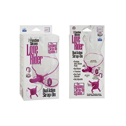 California Exotic Novelties 7-Function Silicone Love Rider Dual Action Strap-On - Pink
