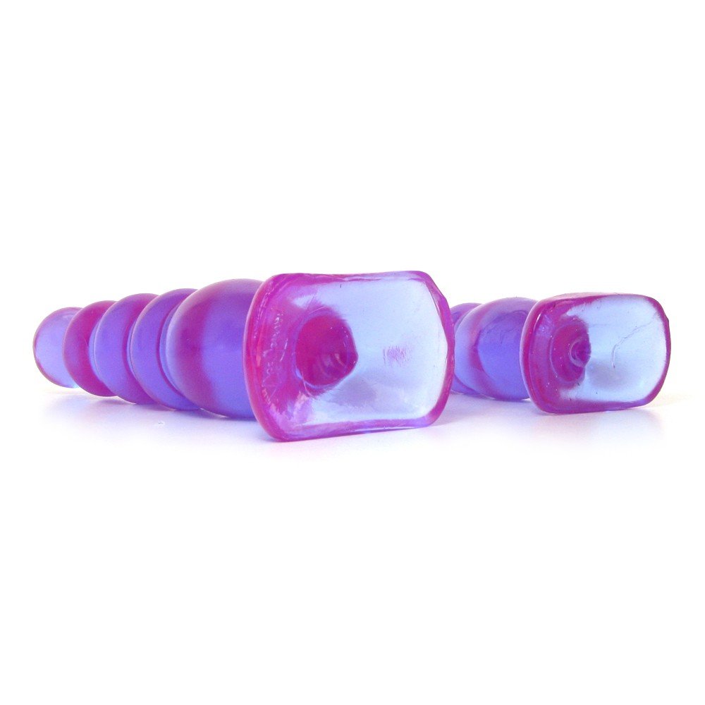 Doc Johnson Crystal Jellies - Anal Delight Trainer Kit - Small-Large - Suction Cup Base - Purple