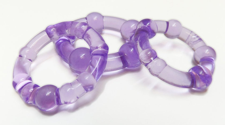Blush Stay Hard Soft Stretchy Beaded Male Enhancement Cock Rings - Pack Of 3 - Purple