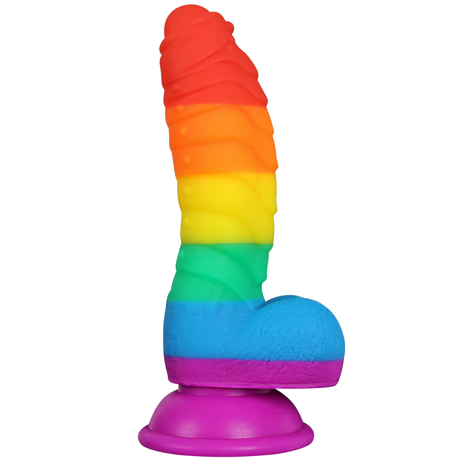 LZYAA Realistic Dildo Rainbow Penis Soft Liquid Silicone Material 2 Balls G-spot Adult Sex Toys Strong Suction Cup for Hand-Free