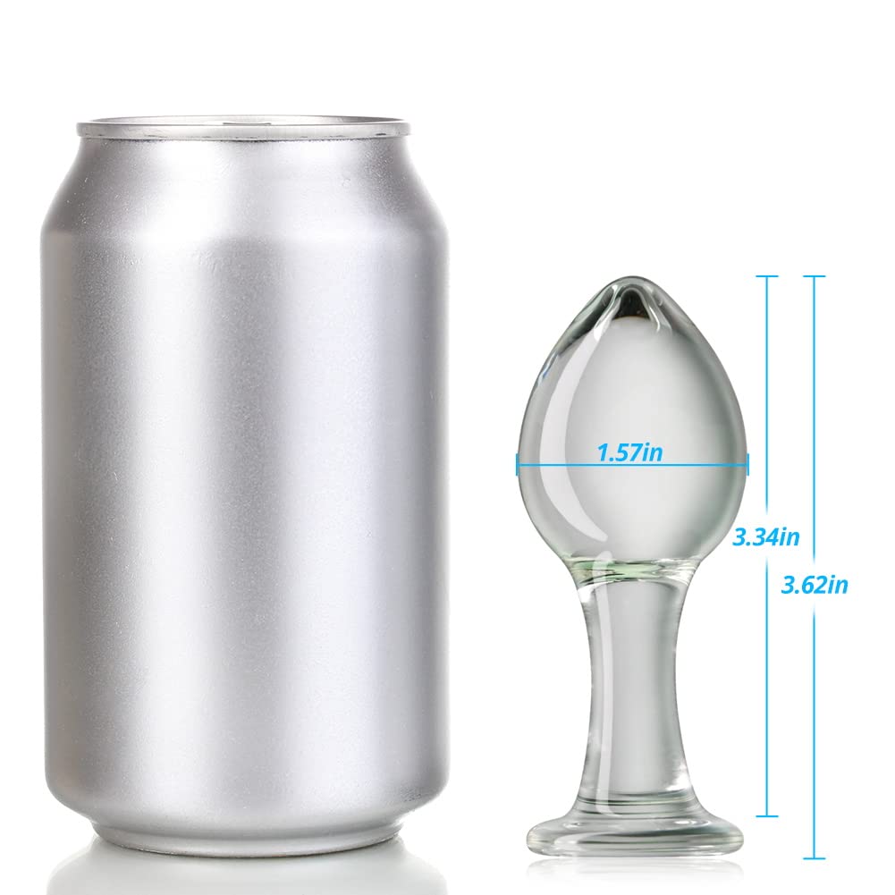 Anal Butt Plug Glass Anal Trainer with Long Neck Crystal Pleasure Wand with Tapered Head Unisex Adult Sex Toy for Men Women Play