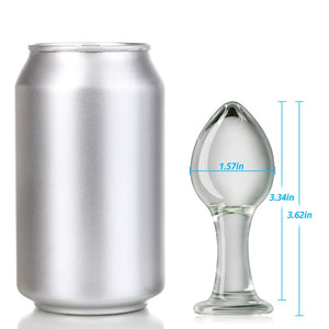 Anal Butt Plug Glass Anal Trainer with Long Neck Crystal Pleasure Wand with Tapered Head Unisex Adult Sex Toy for Men Women Play