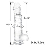 Realistic Dildo Stimulator- 8.2 '' Big Dildos with Suction Cup Adult Sex Toy for Women/Men/Gay, Flexible Clear with Curved Shaft