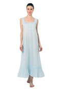 Miss Lavish London Womens Cotton Nightgown - Victorian Style Sleeveless Maxi Nightdress with Lace Trim - Long Cotton Nightie for