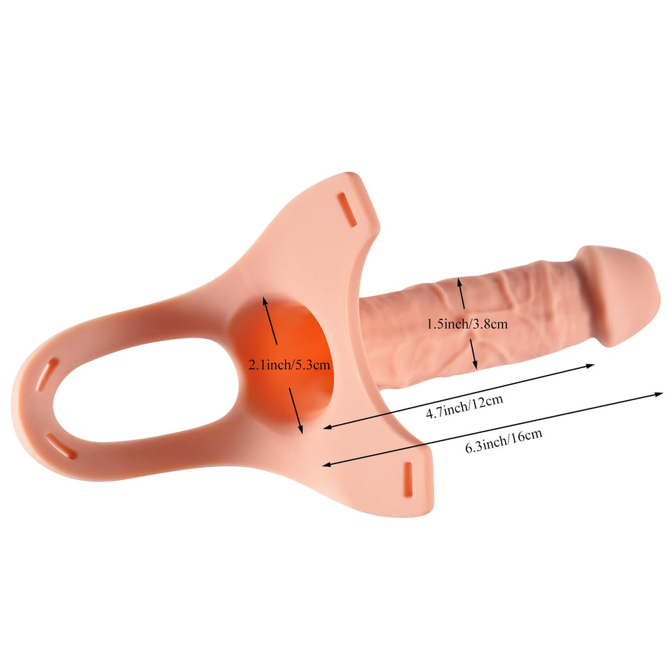 Shkanla Hollow Strap-On System - Harness with Elastic Waist Band and Silicone Hollow Dildo, Extender Bigger Penis Dildo Sleeve R