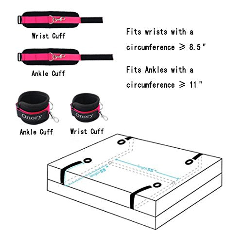 Onory BDSM Sex Toys & Games Bondaged Kit Sex Set Eye Mask Blindfolds Soft Wrist and Ankle Handcuffs Straps Rope Bondage Restrain