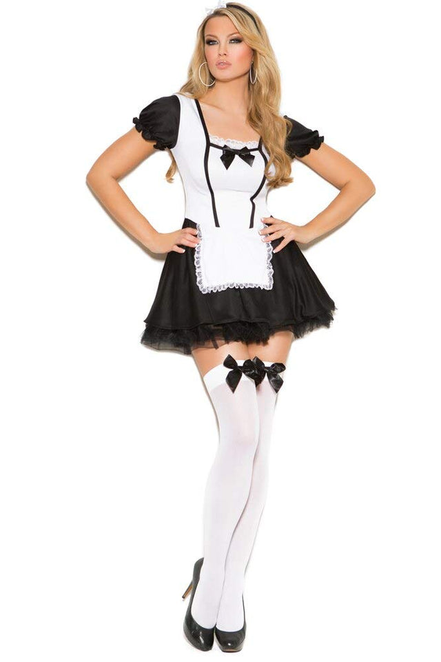 Elegant Moments Womens Mischievous Maid Costume 2 Pc. Dress & Head Piece Only, Black/White, Large