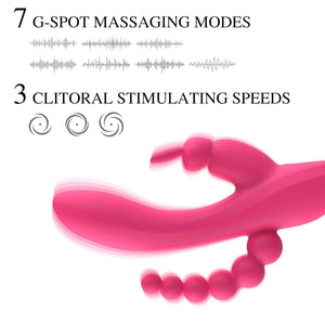 G Spot Rabbit Vibrator for Women Clitoris Stimulation with 7 Powerful Vibrations, Adorime Rechargeable 3 in 1 Clit Anal Stimulat