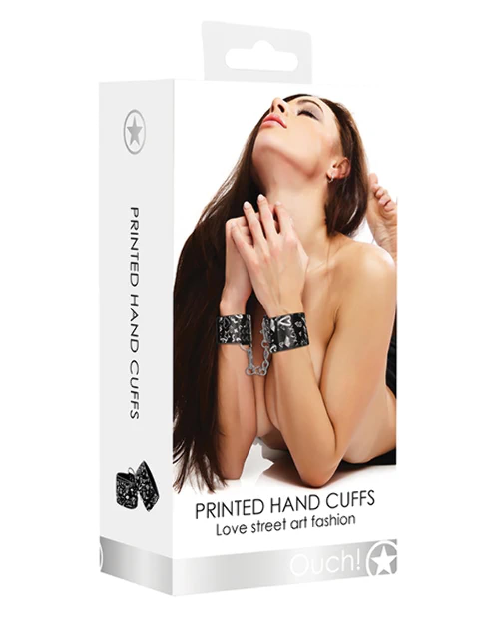 Ouch Love Street Art Print Handcuffs Blk OU328BLK